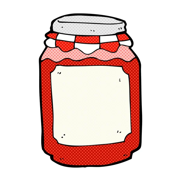 Comic cartoon jar of jam — Stock Vector