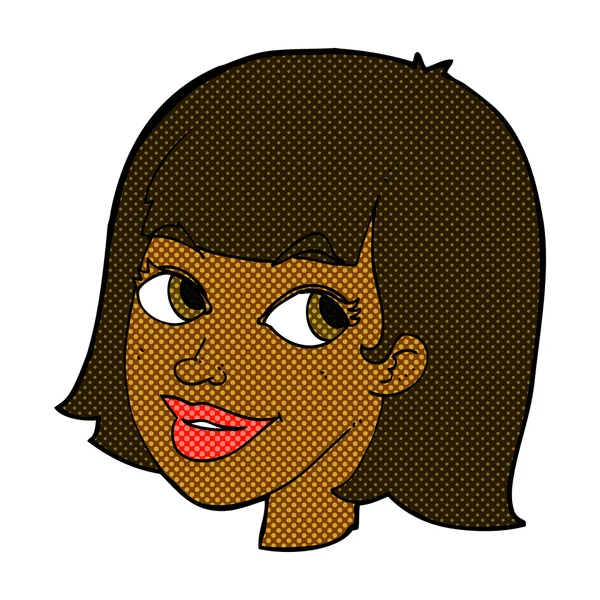Komiksově kreslenou šťastná ženská tvář — Stockový vektor