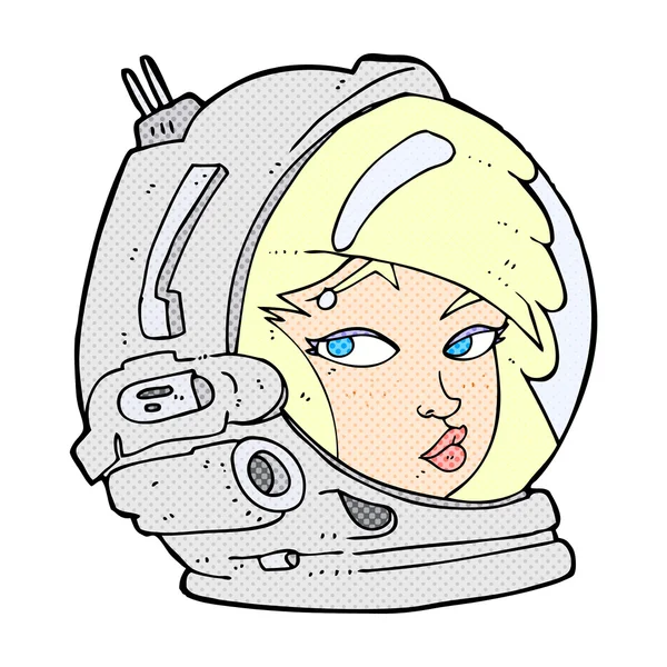 Desenho animado feminino astronauta — Vetor de Stock