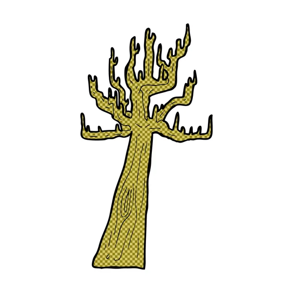 오래 된 벌 거 벗은 나무 만화 만화 — 스톡 벡터