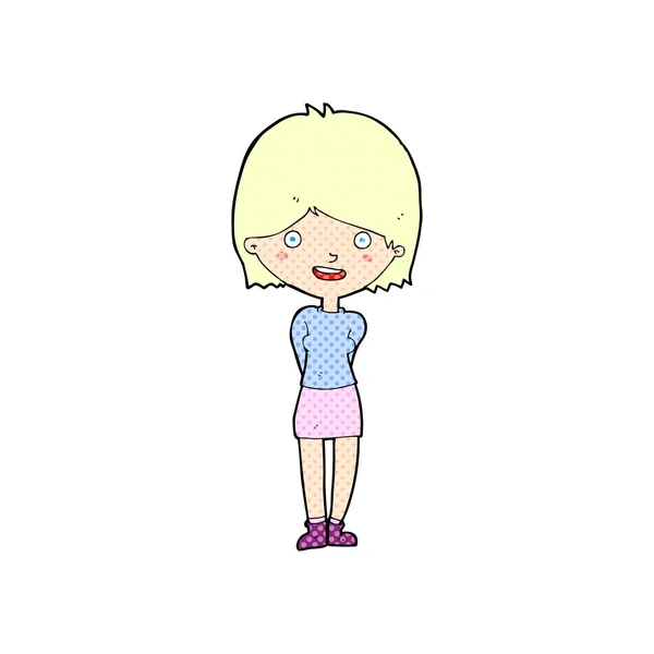 Strip cartoon vriendelijke vrouw — Stockvector