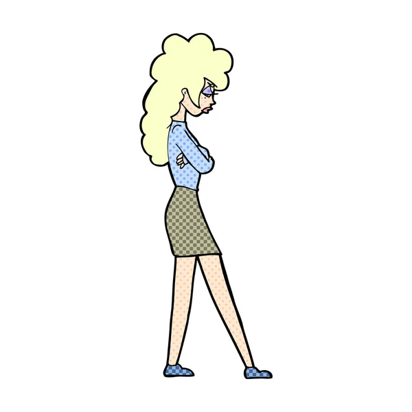漫画卡通生气的女人 — 图库矢量图片