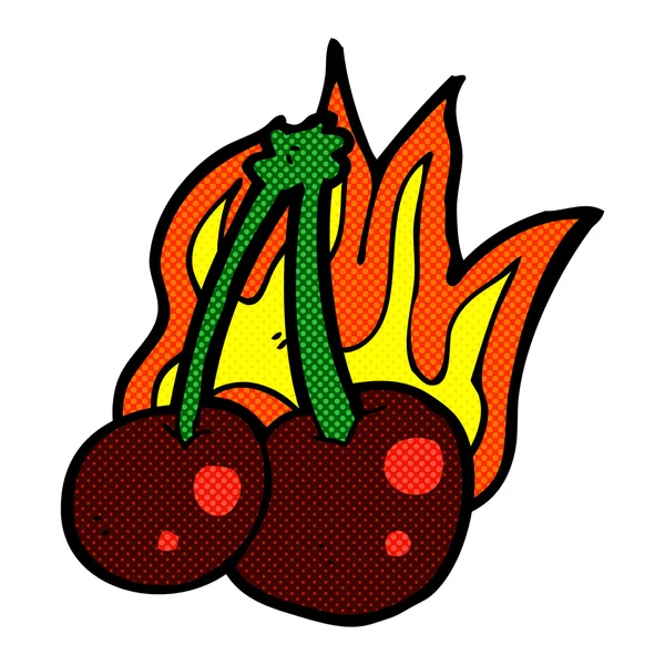 Comic cartoon flaming cherries — стоковый вектор