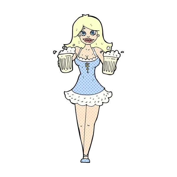 Bande dessinée bière festival fille — Image vectorielle