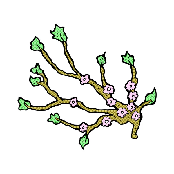 Komiksově kreslenou kvetoucí větev — Stockový vektor