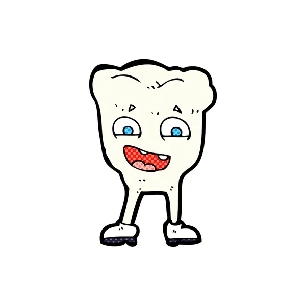 Komik karikatür mutlu diş — Stok Vektör