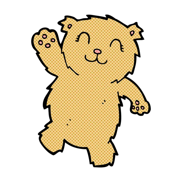 Comic cartoon waving teddy bear — Stock Vector
