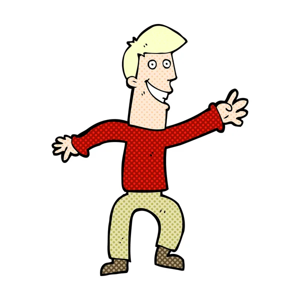 Gelukkig man strip cartoon dansen — Stockvector