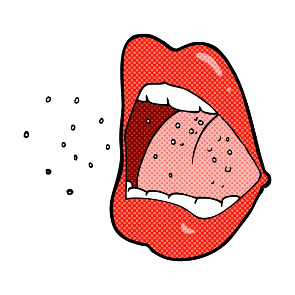 Historieta dibujos animados estornudos boca — Vector de stock