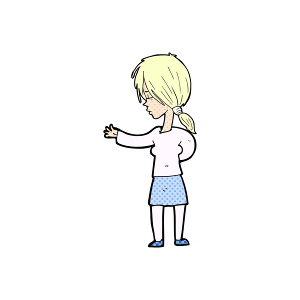 Comic cartoon woman gesturing — Stock Vector