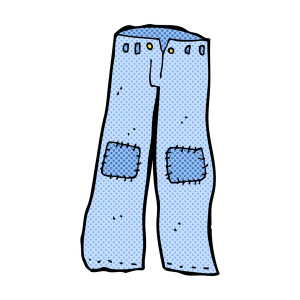 Strip cartoon gepatched oude jeans — Stockvector