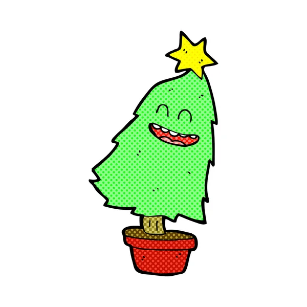 Bande dessinée dansant arbre de Noël — Image vectorielle