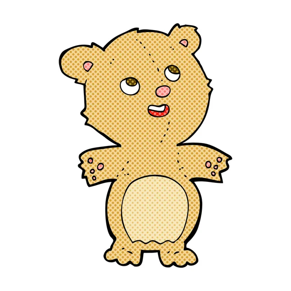 Bande dessinée heureux petit ours en peluche — Image vectorielle