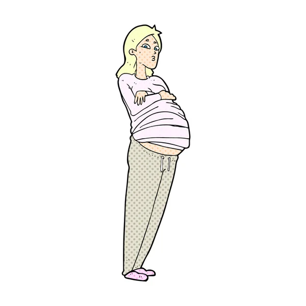 Comic cartoon pregnant woman — Stock Vector
