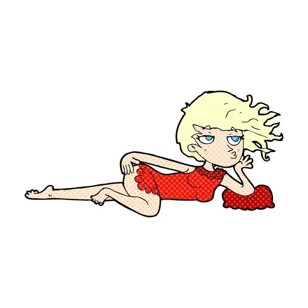 Strip cartoon vrouw in sexy pose — Stockvector