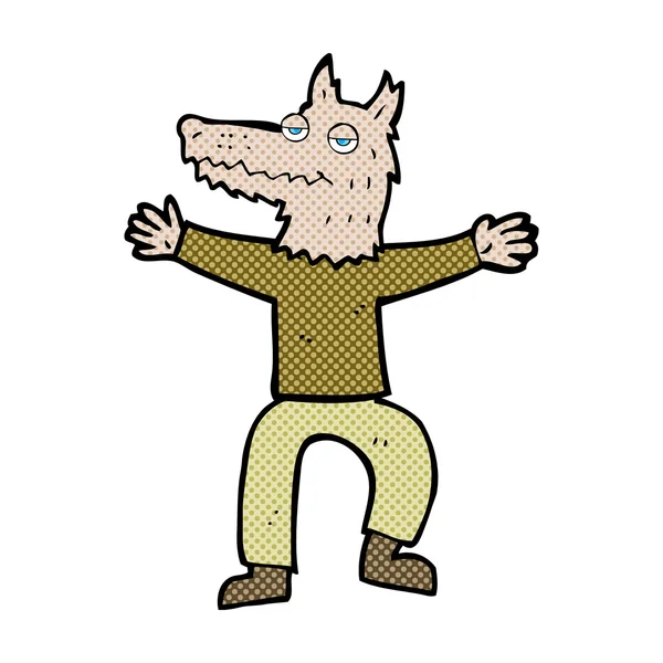 Comic dibujos animados lobo hombre — Archivo Imágenes Vectoriales