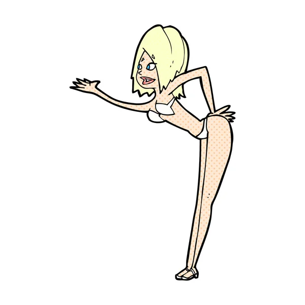 Strip cartoon vrouw in bikini — Stockvector