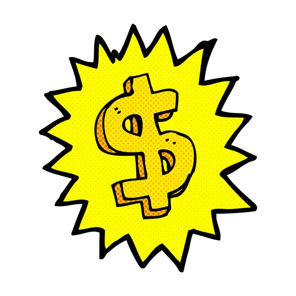Cómic símbolo de dibujos animados dólar — Vector de stock