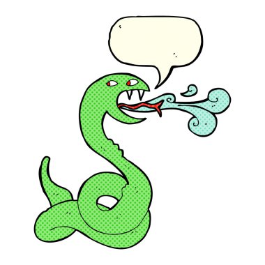 çizgi film tıslayan yılan konuşma kabarcığı ile