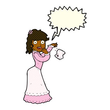 Viktoryalı kadın konuşma baloncuğuyla mendil düşürüyor