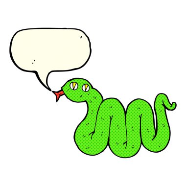 Konuşma balonlu komik çizgi film yılanı.