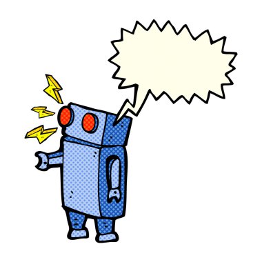 Konuşma baloncuklu çizgi film robotu