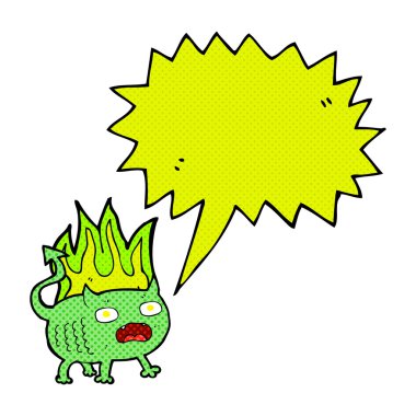 Konuşma balonlu küçük şeytan.