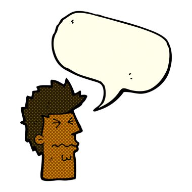 çizgi film konuşma baloncuğu ile yüzünü vurguladı