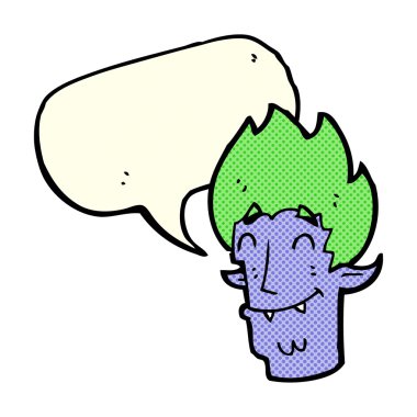 çizgi film mutlu vampir kafası ile konuşma balonu