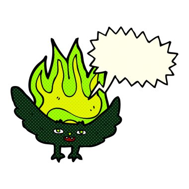 Konuşma balonlu ürkünç vampir yarasa çizgi filmi