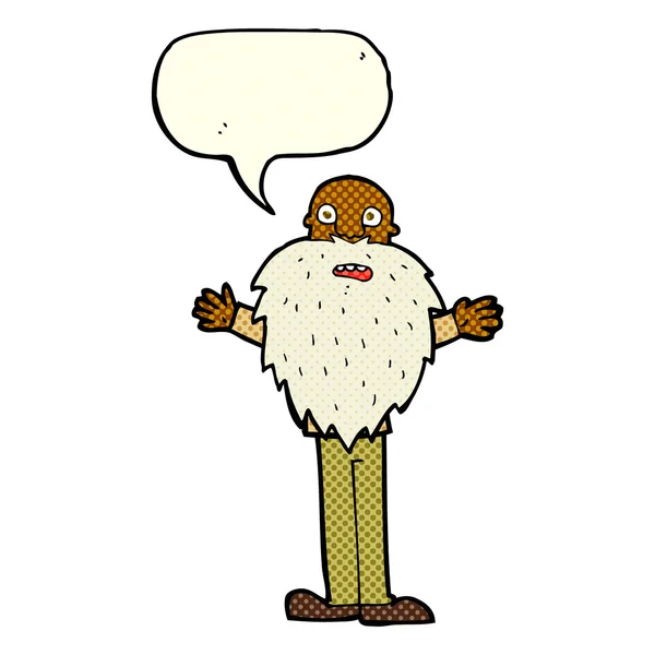 Hombre viejo barbudo de dibujos animados con burbuja del habla — Vector de stock