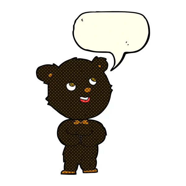 Dessin animé ours en peluche mignon avec bulle de parole — Image vectorielle