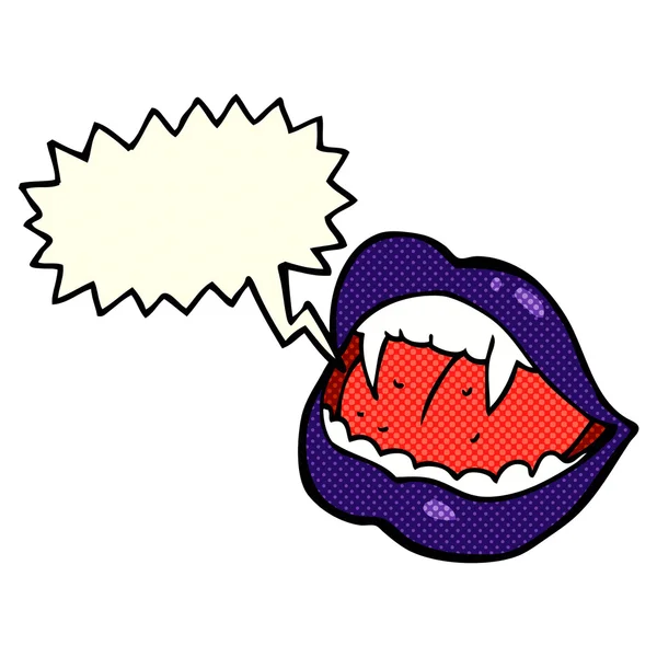 Cartoon vampire lips with speech bubble — Stock Vector