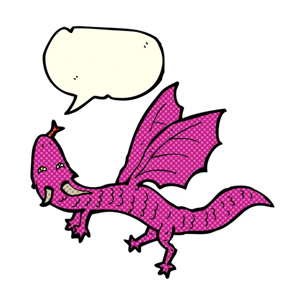 スピーチバブルを持つ漫画の小さなドラゴン — ストックベクタ