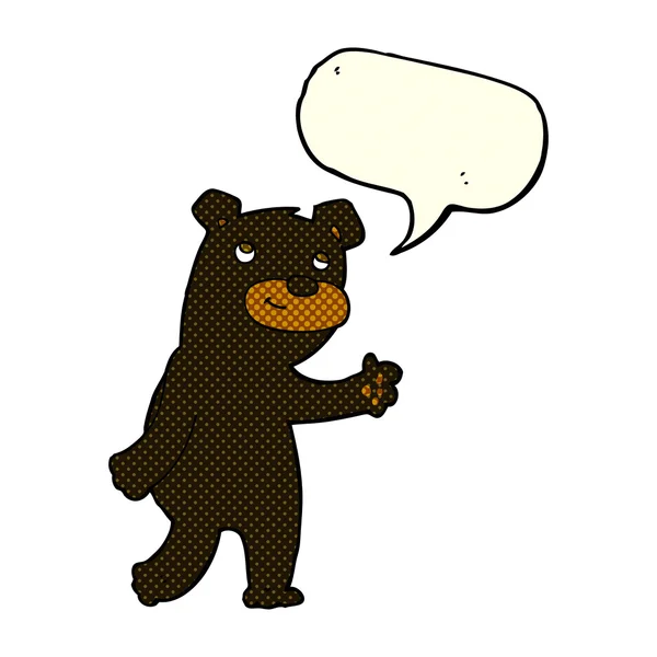 Cute cartoon black bear with speech bubble — Stock Vector