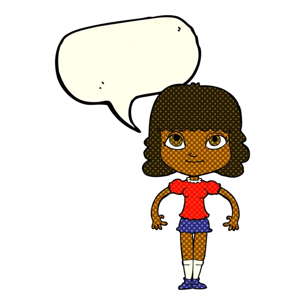 Chica de dibujos animados con burbuja de habla — Archivo Imágenes Vectoriales