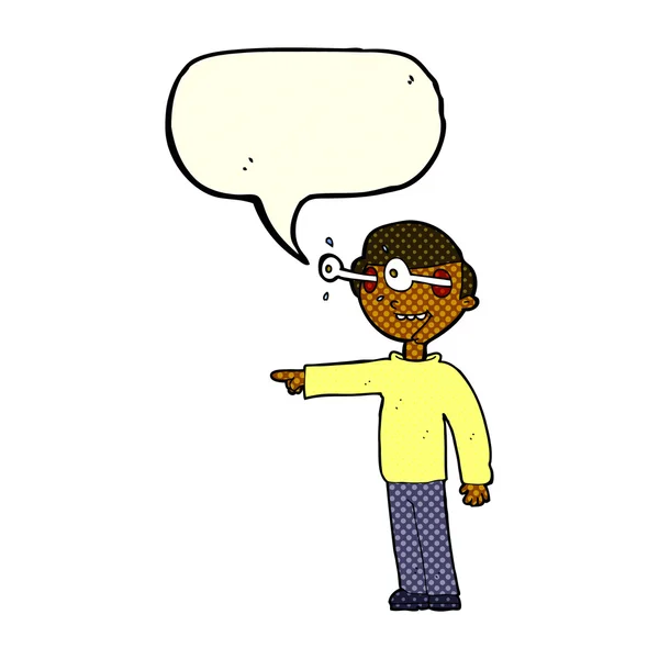 Hombre de dibujos animados mirando fijamente con burbuja de habla — Vector de stock