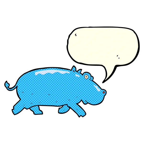 Hipopótamo de desenhos animados com bolha de fala —  Vetores de Stock