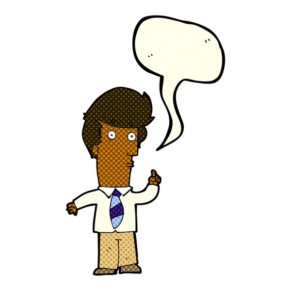 Homem dos desenhos animados com pergunta com bolha de fala — Vetor de Stock