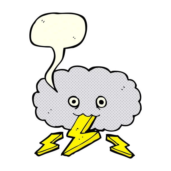 Cartoon thundercloud with speech bubble — Stock Vector