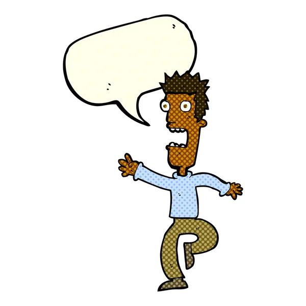 Cartone animato urlando uomo con bolla discorso — Vettoriale Stock