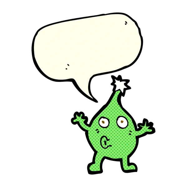 Funny cartoon creature with speech bubble — Stock Vector