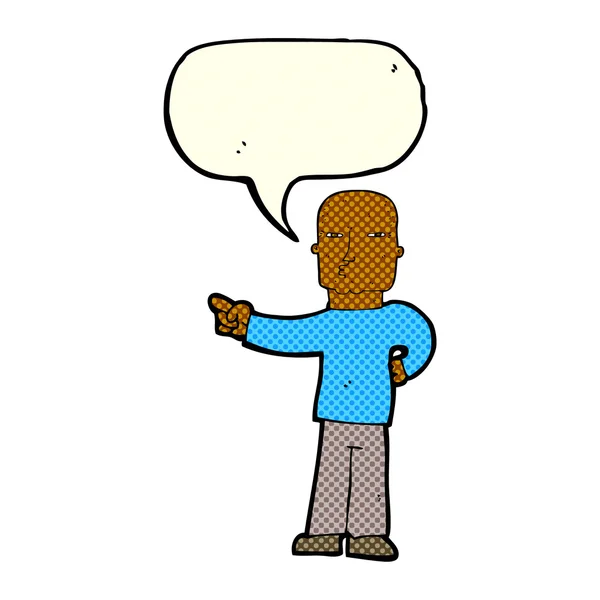 Desenho animado apontando homem com bolha de fala —  Vetores de Stock