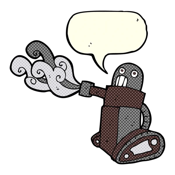 Robot tanque de dibujos animados con burbuja de habla — Archivo Imágenes Vectoriales