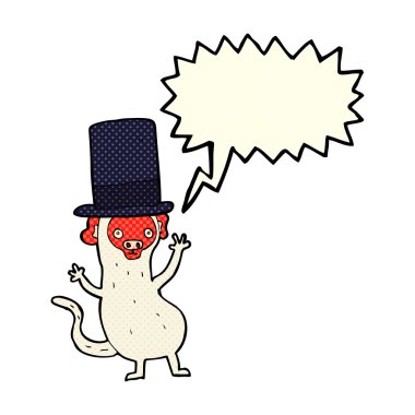 karikatür maymun konuşma balonu ile üst şapka