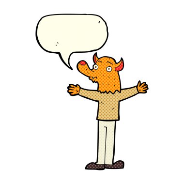 karikatür dostu fox kişi ile konuşma balonu