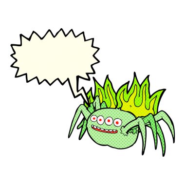 Konuşma baloncuklu ürkünç örümcek.