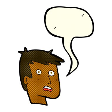 Konuşma baloncuğu olan mutsuz bir çizgi film.