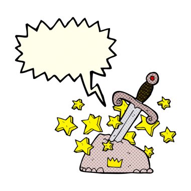 çizgi film sihirli kılıç taş ile konuşma balonu