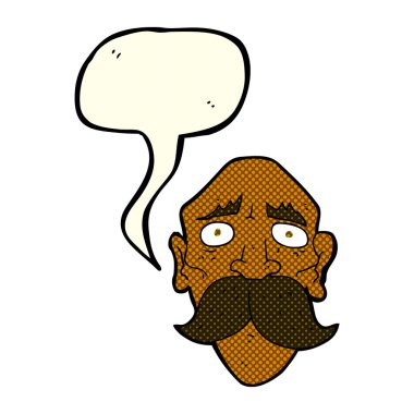 karikatür üzgün yaşlı adam konuşma balonu ile